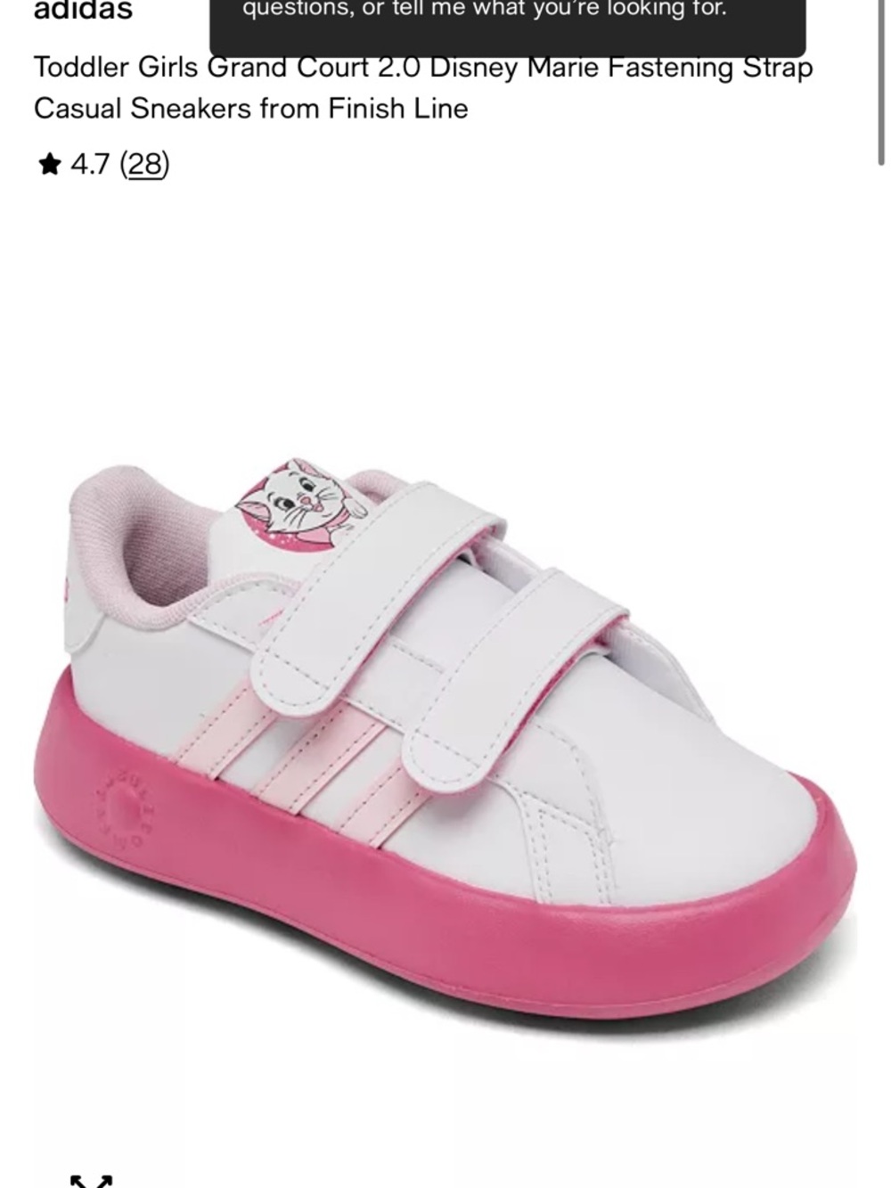 adidas Toddler Girls White and Pink Mary Character Strap Sneakers